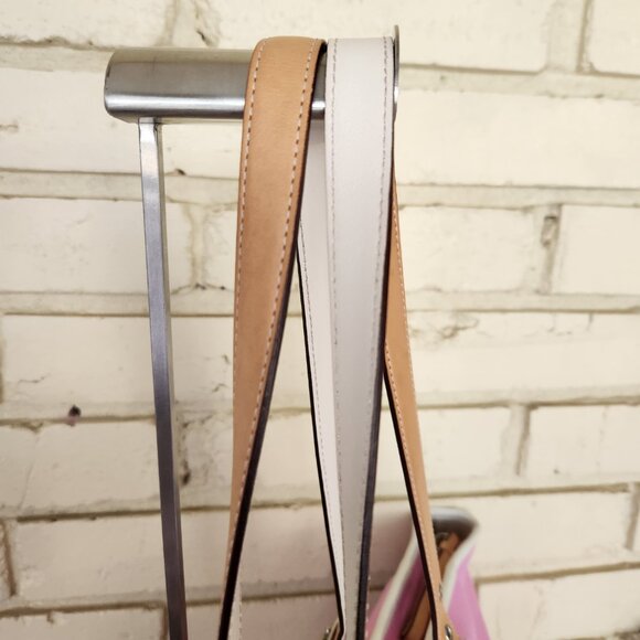 Euc Vintage Coach Hampton Pink & White Leather Shoulder Bag Tote Purse - Picture 6 of 16